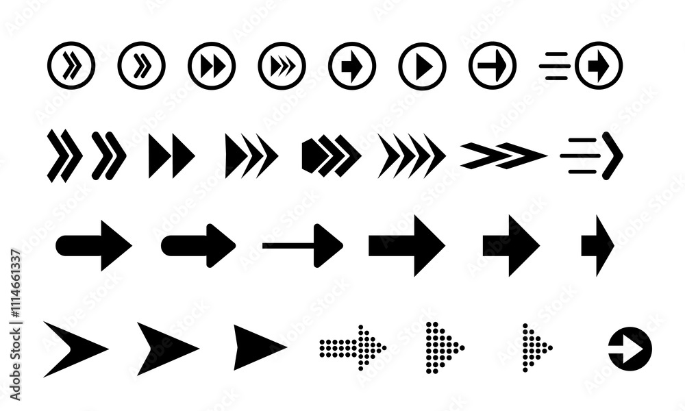 Set of arrows on white background Large vector set of arrow icons Stock ...