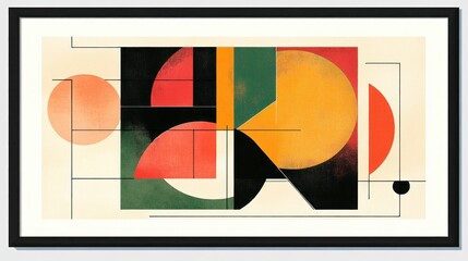 Poster - Abstract Geometric Composition With Circles and Rectangles