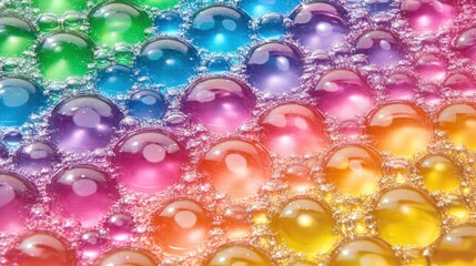 Poster - Rainbow Colored Bubbles in a Foamy Liquid