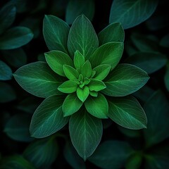 Wall Mural - Lush green plant showing intricate leaf patterns in nature