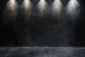Aufkleber - Dark Room With Tiled Walls And Floor Spotlights