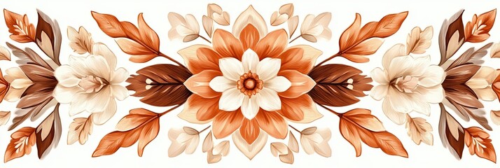 Poster - Native American-inspired floral tapestry showcasing intricate wildflowers and tribal designs in warm, muted tones