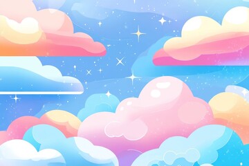 Aufkleber - Pastel Cloudscape Dreamy Sky Artistic Design