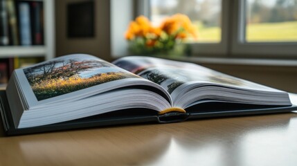 Poster - Open Book Displaying Autumn Landscape Photography