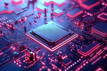 Aufkleber - Illuminated Central Processing Unit On Circuit Board