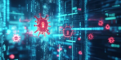 Aufkleber - Digital Virus Cybersecurity Threat Data Breach Warning