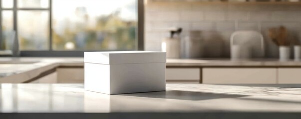 Aufkleber - White Box On Kitchen Counter In Sunlight