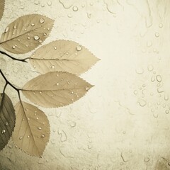 Aufkleber - Leaves and drops on vintage background.