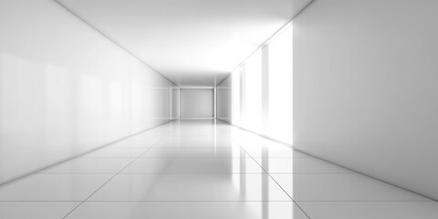 Aufkleber - Bright White Corridor With Modern Design And Windows