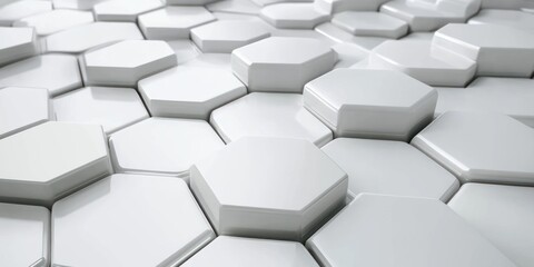 Fototapete - Abstract White Hexagon Geometric Pattern Background
