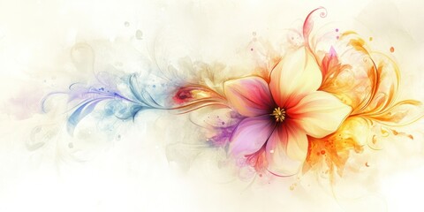 Aufkleber - Watercolor Abstract Flower with Swirling Petals Design