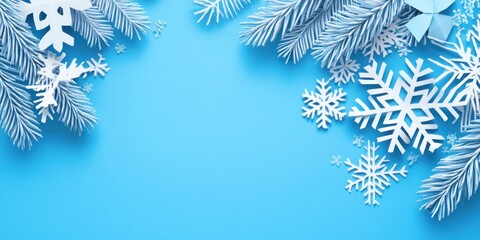Poster - Winter Wonderland Scene With Paper Snowflakes and Branches