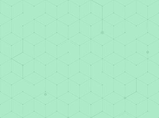 Poster - Green 3d cubes on bright and light green background, seamless geometric pattern. Abstract and modern technology background with repeating pattern.