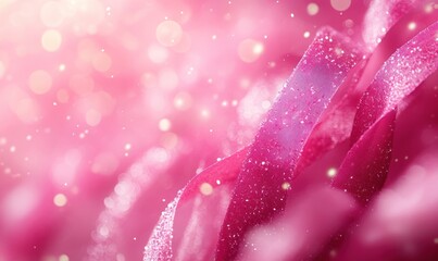 Poster - Pink Glitter Ribbon Swirls Abstract Background