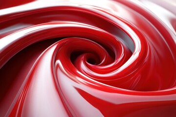 Poster - Abstract Red Swirling Glossy Surface Design
