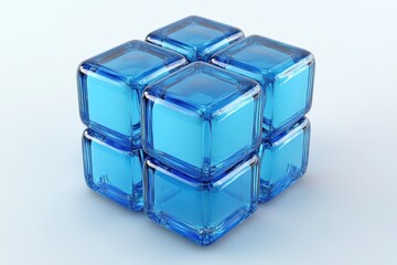 Aufkleber - Blue Glass Cubes Form a Larger Cube Structure