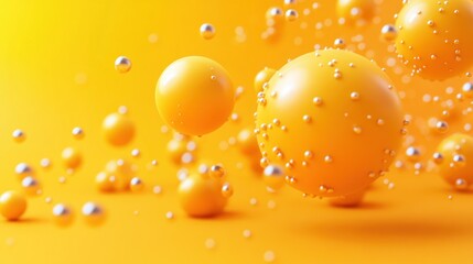 Aufkleber - Abstract Orange Spheres With Silver Dots Floating