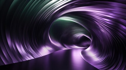 Canvas Print - Abstract Purple and Green Metallic Swirling Tunnel