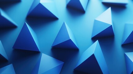 Fototapete - Abstract Blue Triangular Pyramid Shapes Background