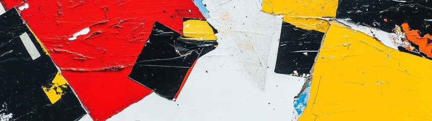 Poster - Abstract Red Black Yellow White Textured Art