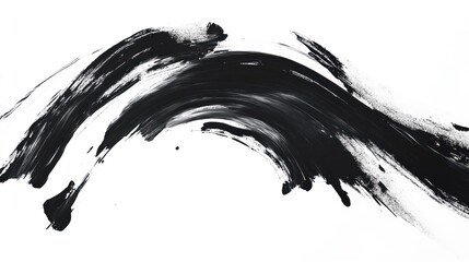 Aufkleber - Abstract Black Ink Brush Stroke on White Background