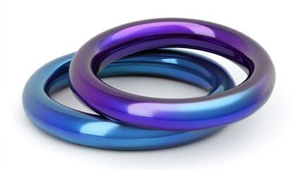 Leinwandbilder - Two Intertwined Shiny Rings Blue And Purple Hues