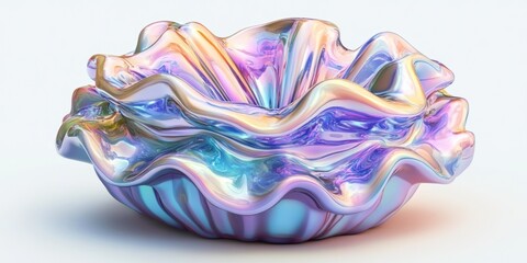Aufkleber - Iridescent Glass Bowl with Wavelike Design
