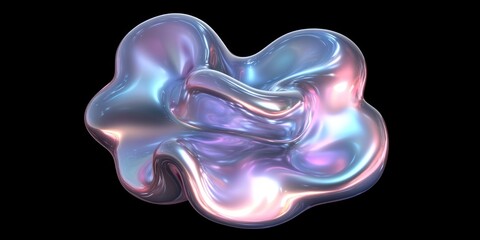 Wall Mural - Abstract iridescent blob of liquid metal art