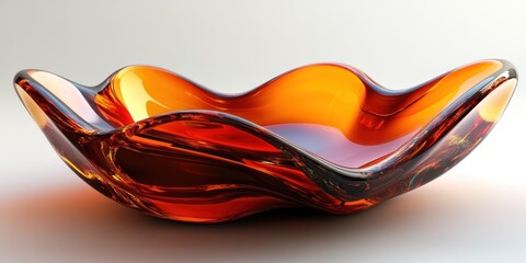 Poster - Amber Glass Bowl with Wavy Organic Design