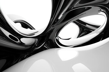 Leinwandbilder - Abstract Black And White Swirling Fluid Forms Design