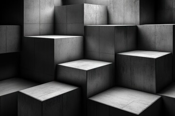 Aufkleber - Abstract Grey Concrete Cubes Architectural Design