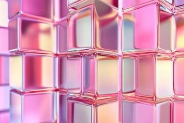 Wall Mural - Pink Glass Cubes Abstract Geometric Design