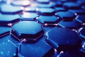Poster - Abstract Blue Hexagonal Geometric Pattern Design