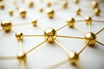 Aufkleber - Golden spheres connected by rods form a network