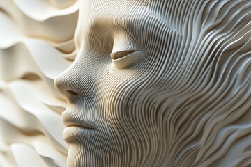 Aufkleber - Serene Layered Sculpture Of A Womans Face