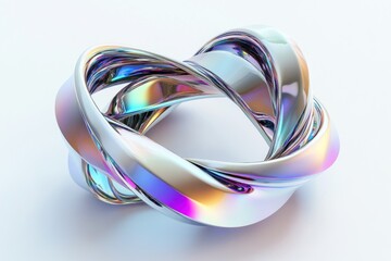 Poster - Abstract iridescent metallic sculpture swirls design