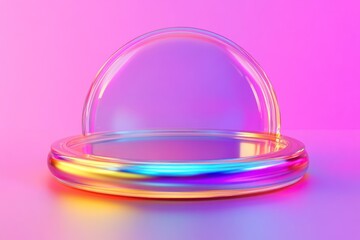 Leinwandbilder - Abstract iridescent glass display platform design