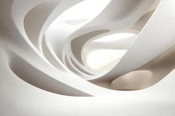Fototapete - Abstract White Architectural Curves Interior Design