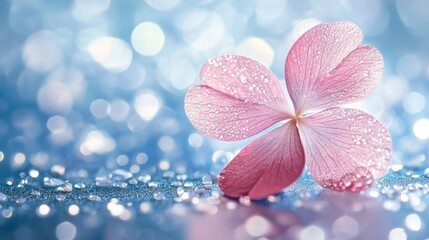 Aufkleber - Delicate Pink Flower Petals on a Sparkling Blue Background