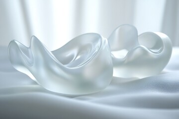 Aufkleber - Abstract Glass Sculptures Resting on Soft White Fabric