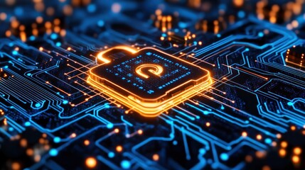 Aufkleber - Digital Security Lock on Circuit Board Technology