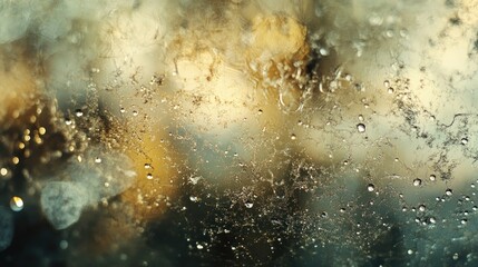 Poster - Abstract Frozen Window Pane Golden Hues