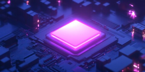 Poster - Illuminated Central Processing Unit On Motherboard