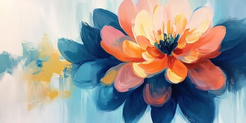 Aufkleber - Abstract Painting of a Colorful Flower