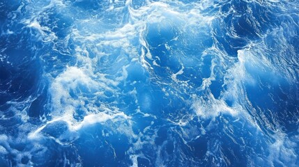 Poster - Blue Ocean Water With White Foam Texture