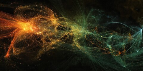 Poster - Abstract Cosmic Network Intertwined Lights And Nebulae