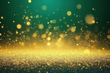 Poster - Golden Glitter Background with Green Hues