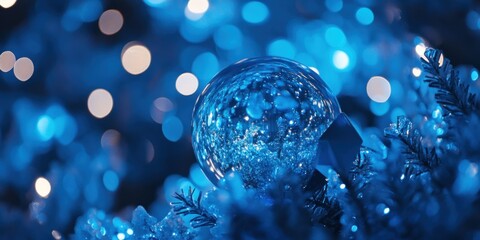 Poster - Glittering Blue Ornament on a Christmas Tree