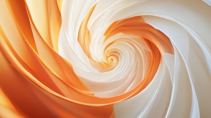 Wall Mural - Abstract Swirling Orange and White Fabric Design