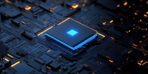 Poster - Illuminated Central Processing Unit On Circuit Board